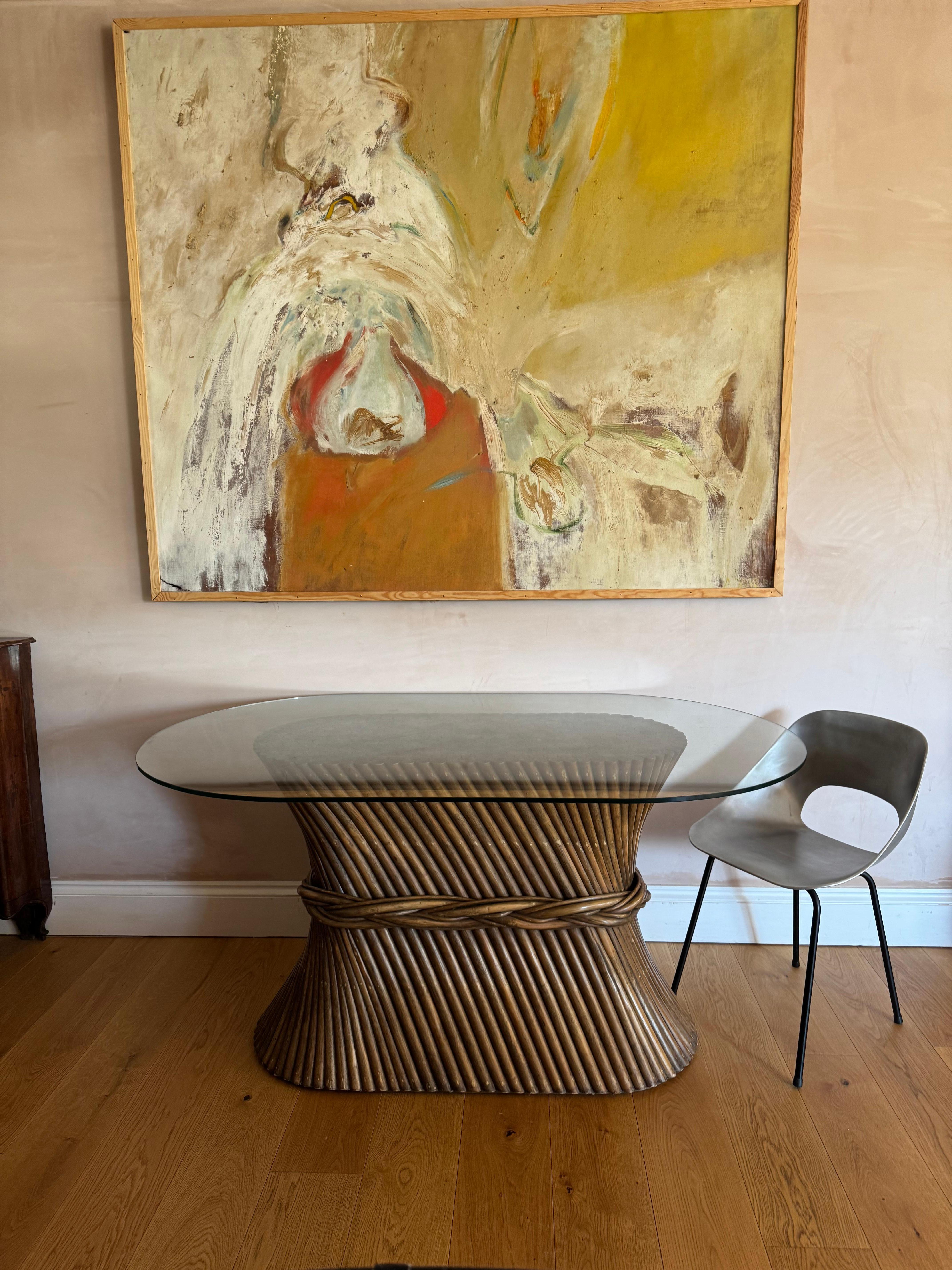 Mid-Century Modern French bamboo console dining table For Sale