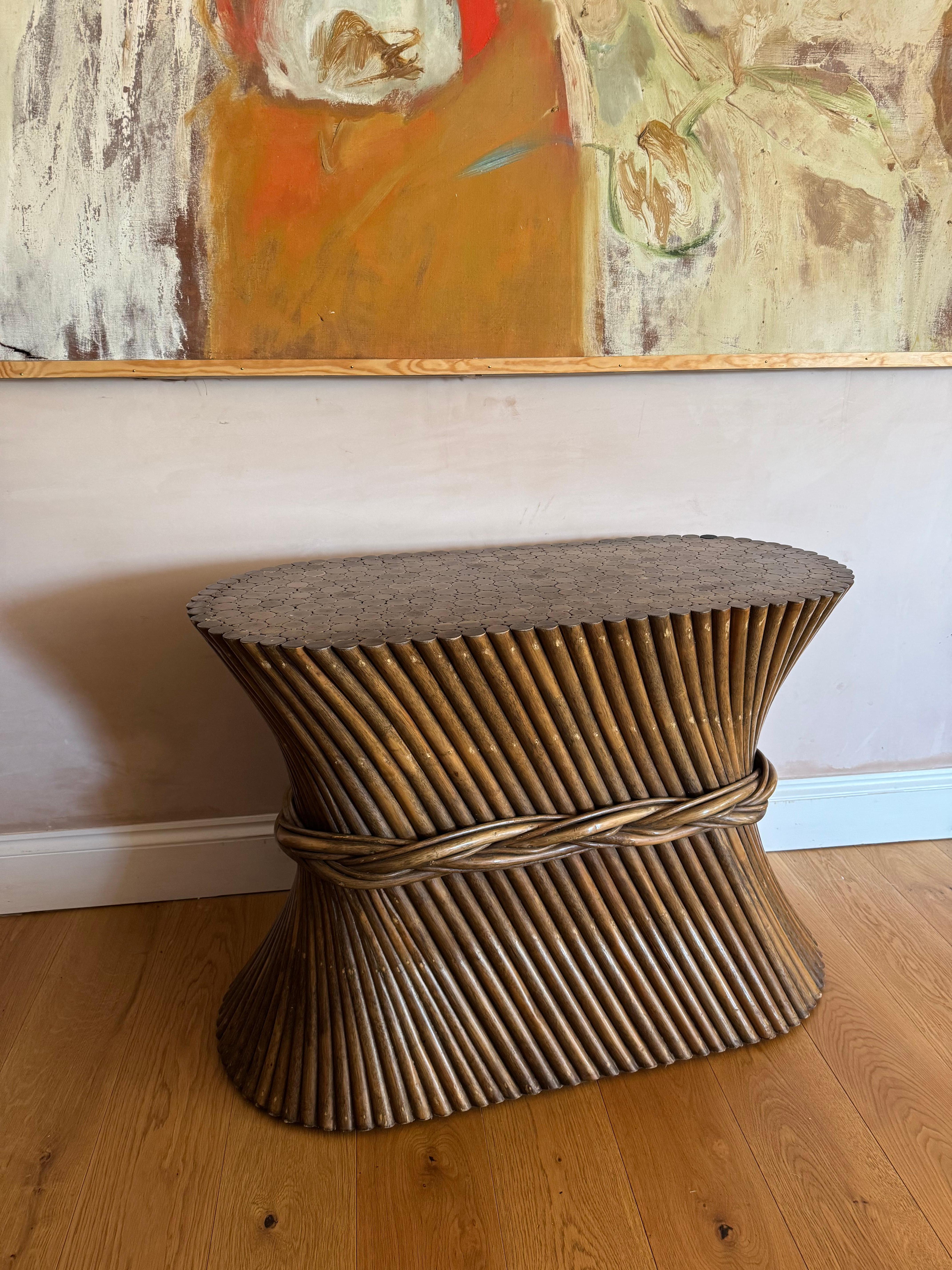 Bamboo French bamboo console dining table For Sale