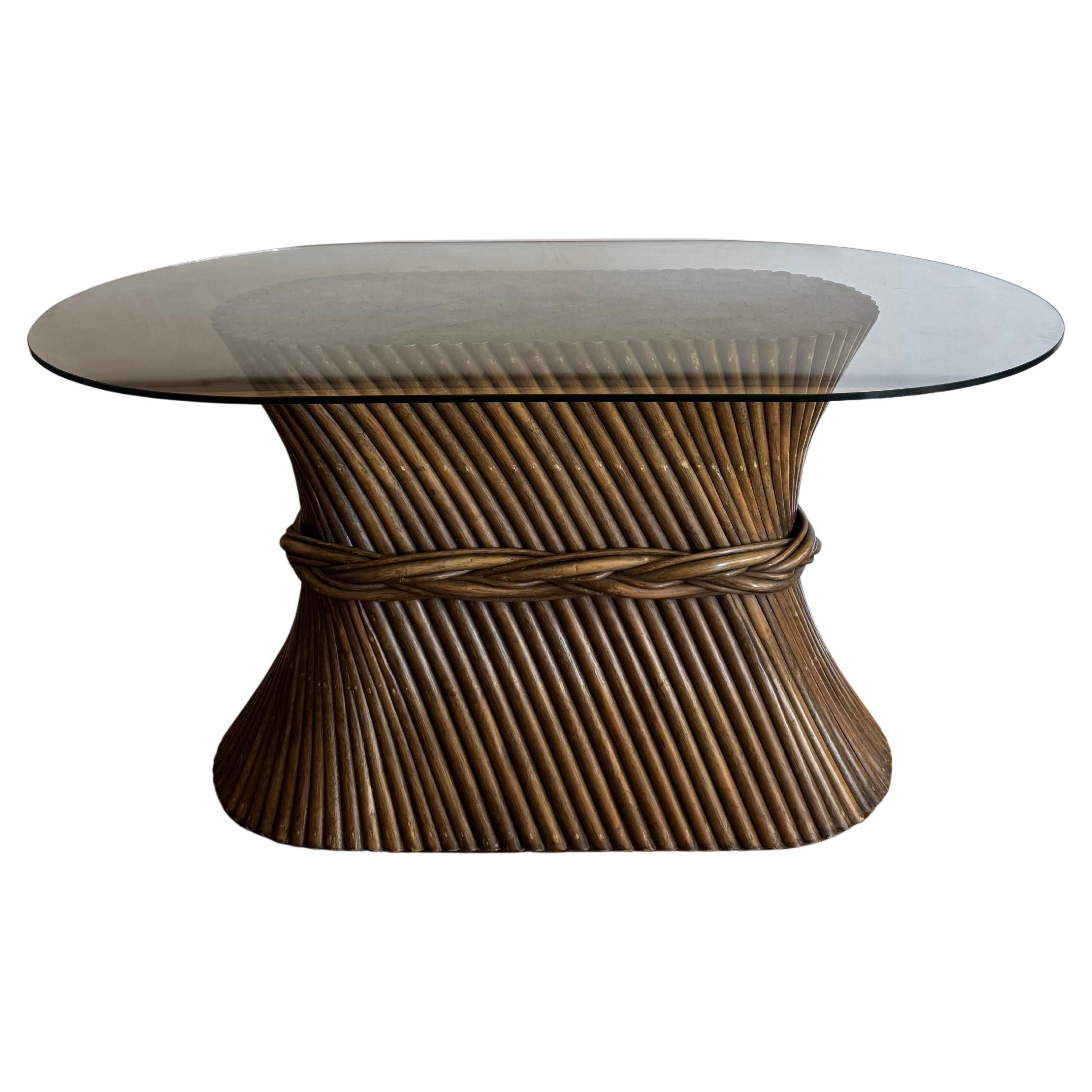 French bamboo console dining table For Sale