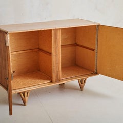 French Bamboo Credenza with Key Attributed to Adrien Audoux & Frida Minet, 1960s