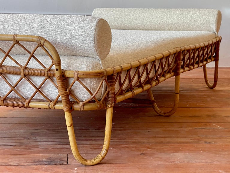 Mid-20th Century French Bamboo Daybed For Sale