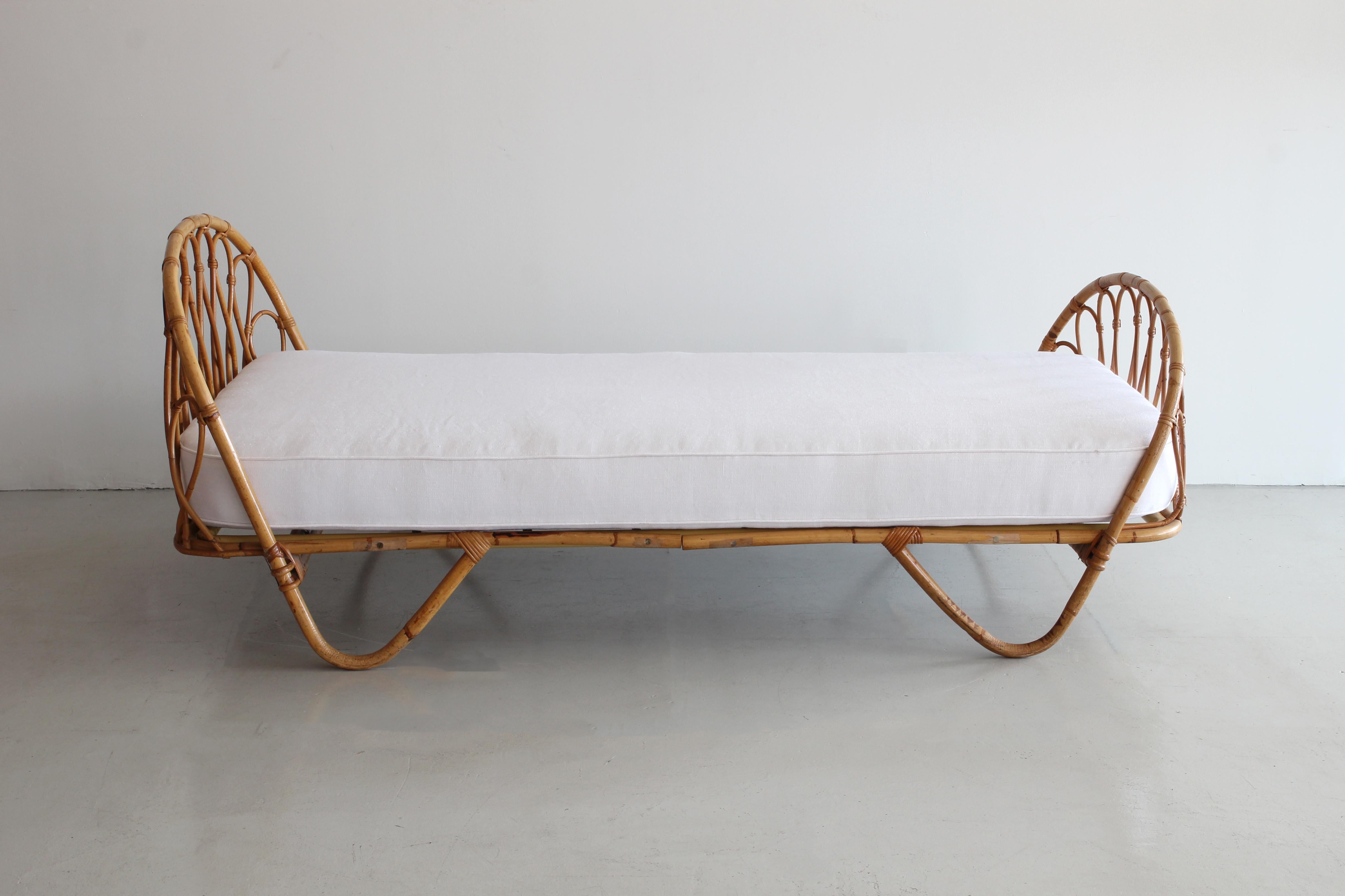 Mid-Century Modern French Bamboo Daybed