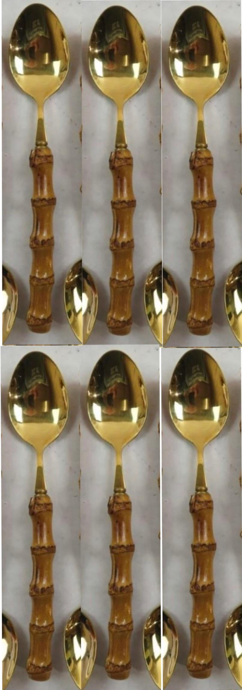 Mid-Century Modern French Bamboo Flatware, Service for Six For Sale