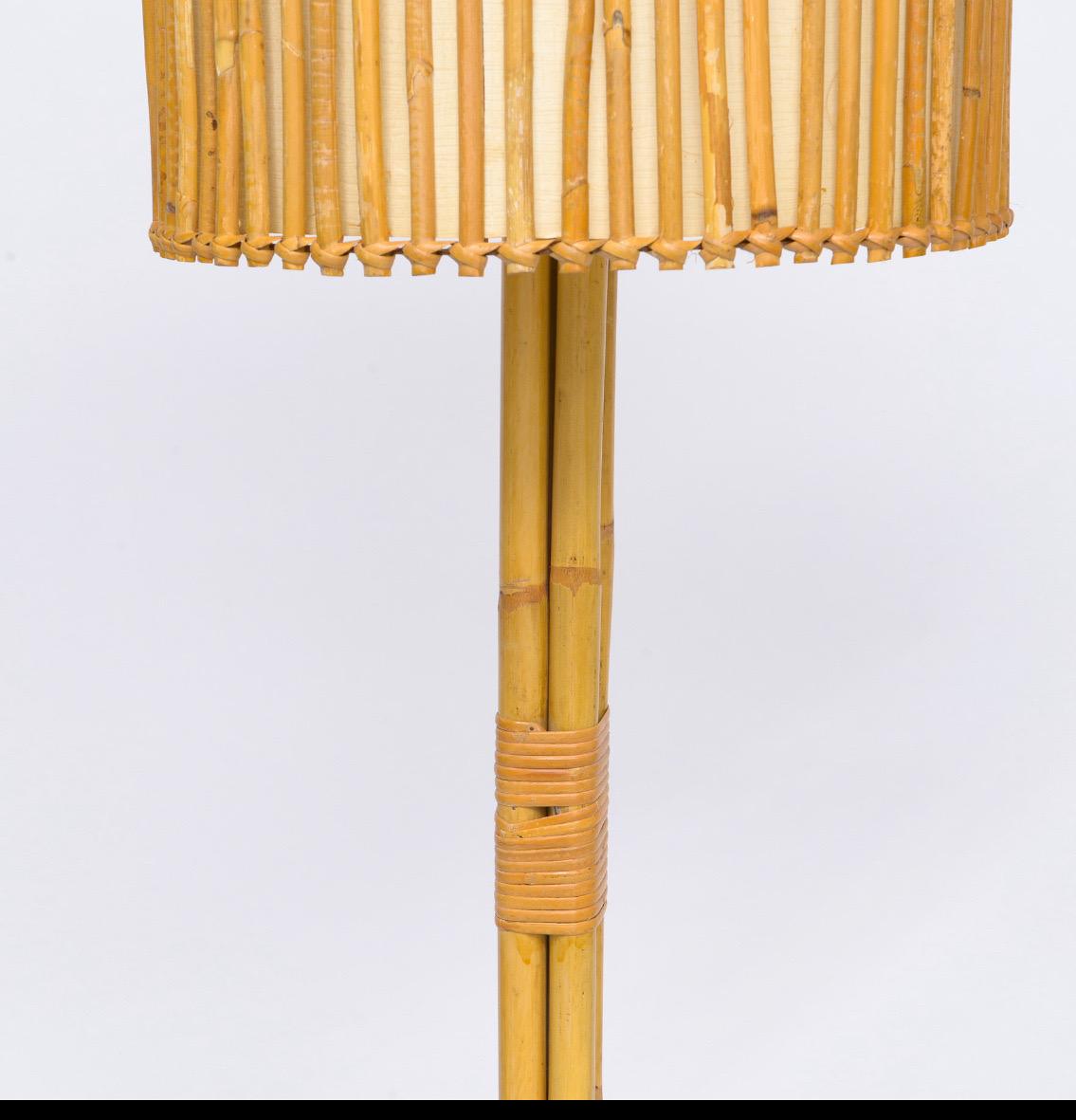Mid-Century Modern French Bamboo Floor Lamp, Vintage For Sale