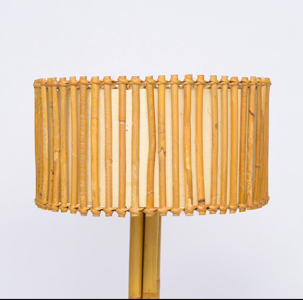 French Bamboo Floor Lamp, Vintage In Good Condition For Sale In New York, NY