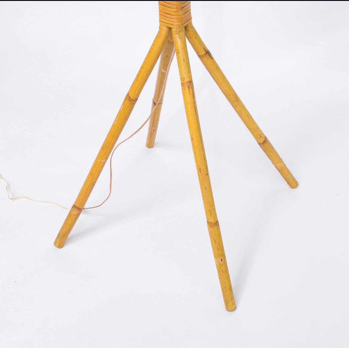 20th Century French Bamboo Floor Lamp, Vintage For Sale