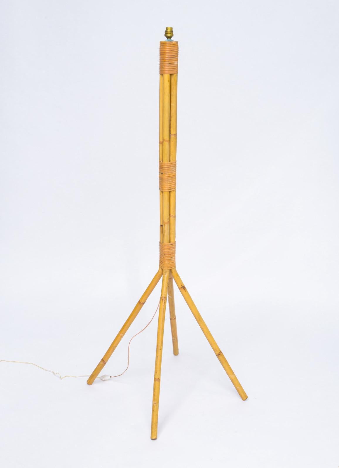 French Bamboo Floor Lamp, Vintage For Sale 1