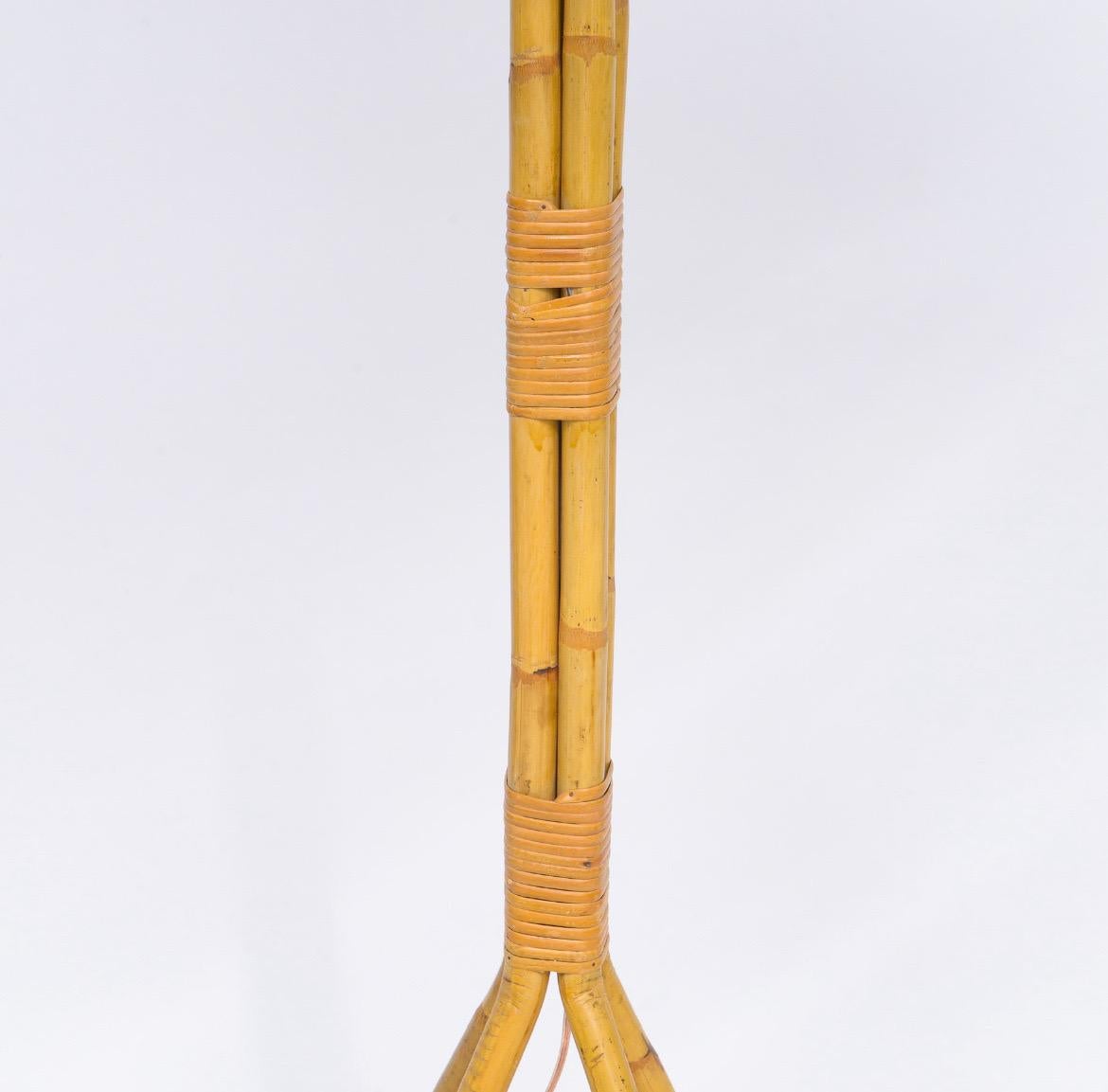 French Bamboo Floor Lamp, Vintage For Sale 2