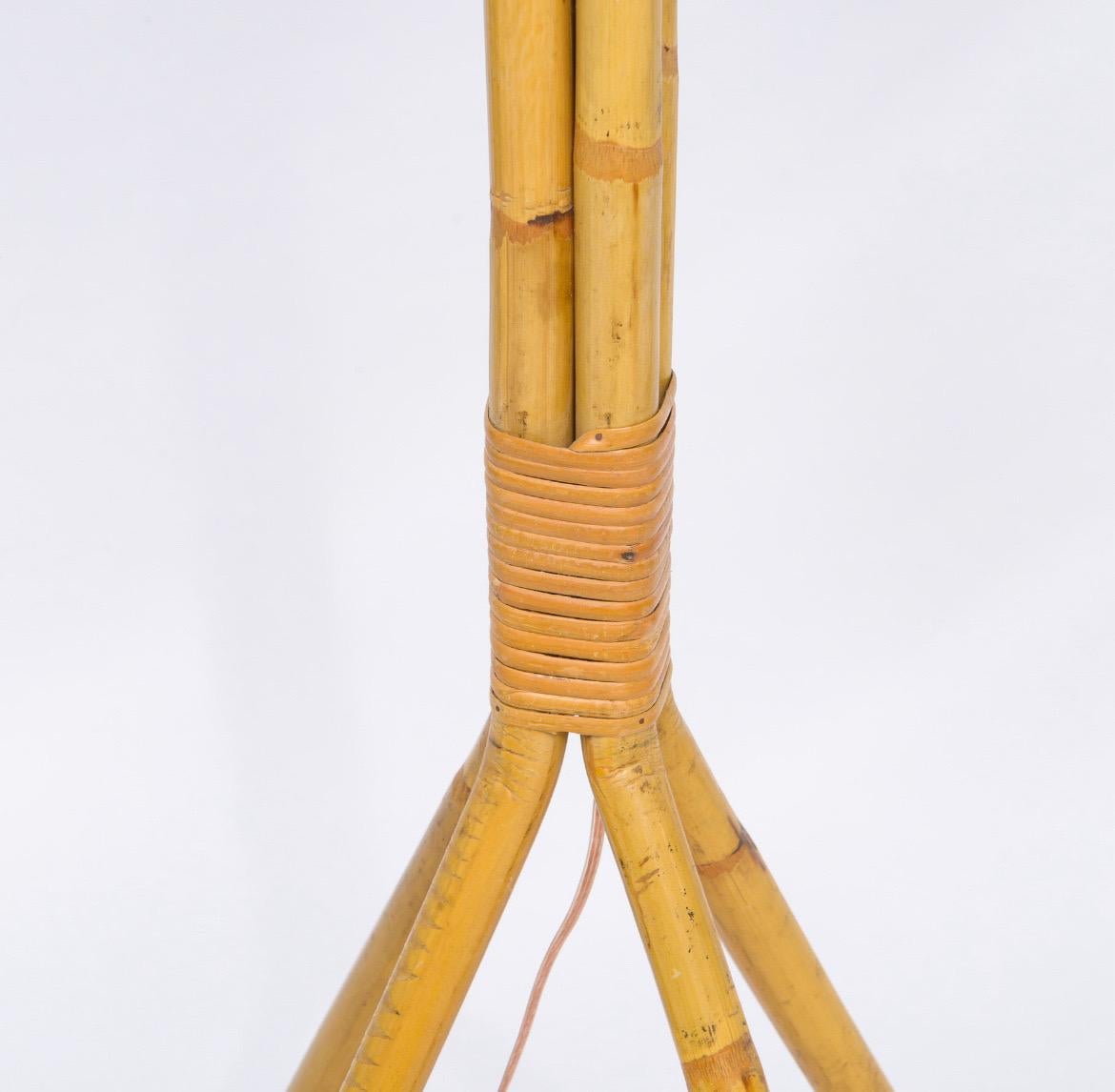 French Bamboo Floor Lamp, Vintage For Sale 3