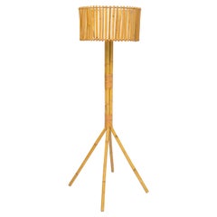 French Bamboo Floor Lamp, Vintage