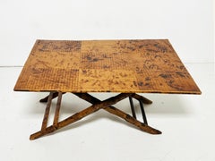 French Bamboo Folding Campaign Style Picnic or Coffee Table Circa 1950s