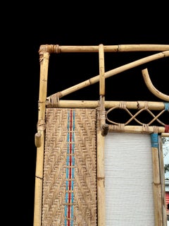 French Bamboo, Grasscloth Wallpaper & Wicker Coat Rack Or Hall Tree Or Coat Rack