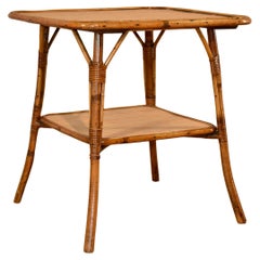 French Bamboo Large Side Table, Circa 1960's