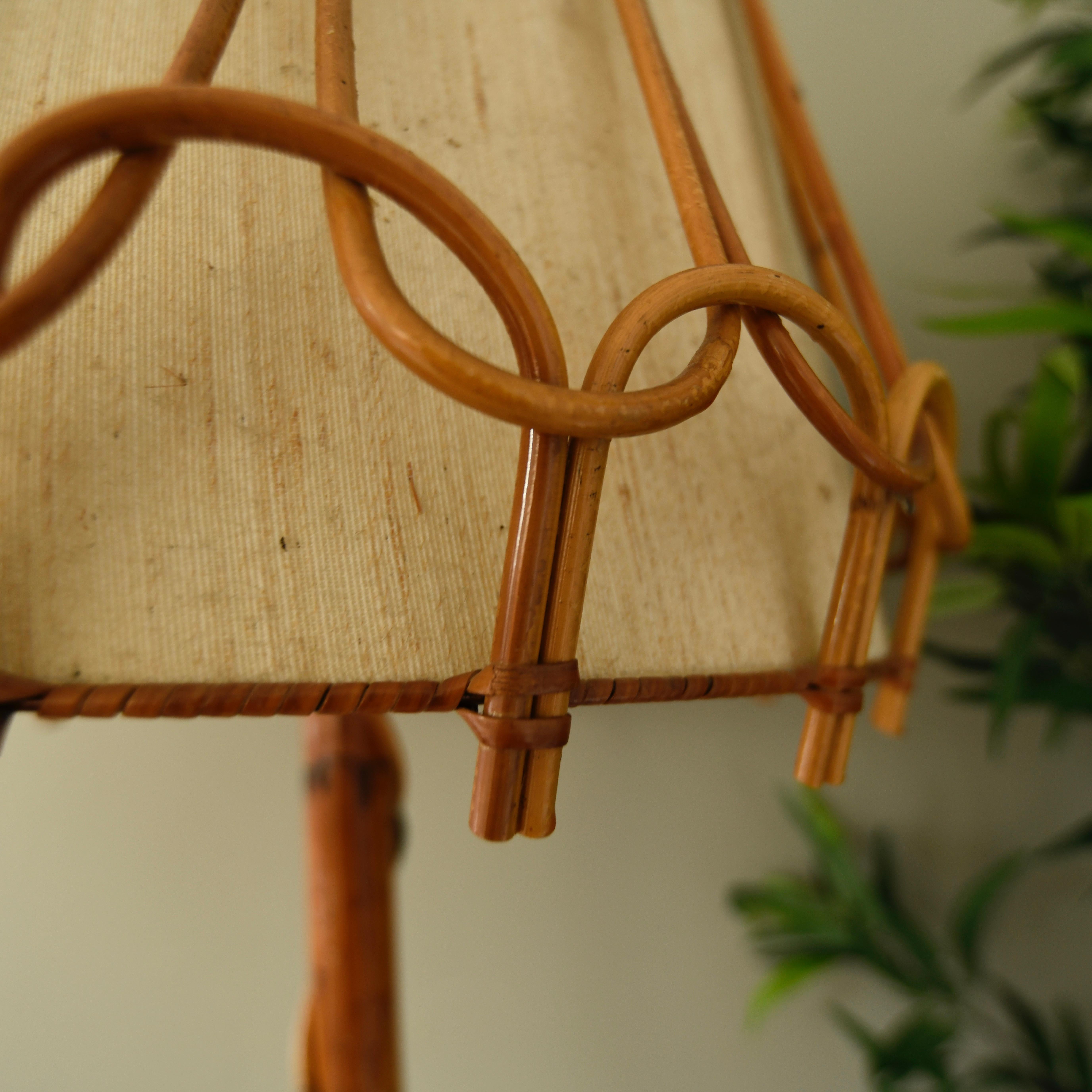 Mid-Century Modern French Bamboo Pencil Reed Mid century Floor Lamp Attributed to Louis Sognot