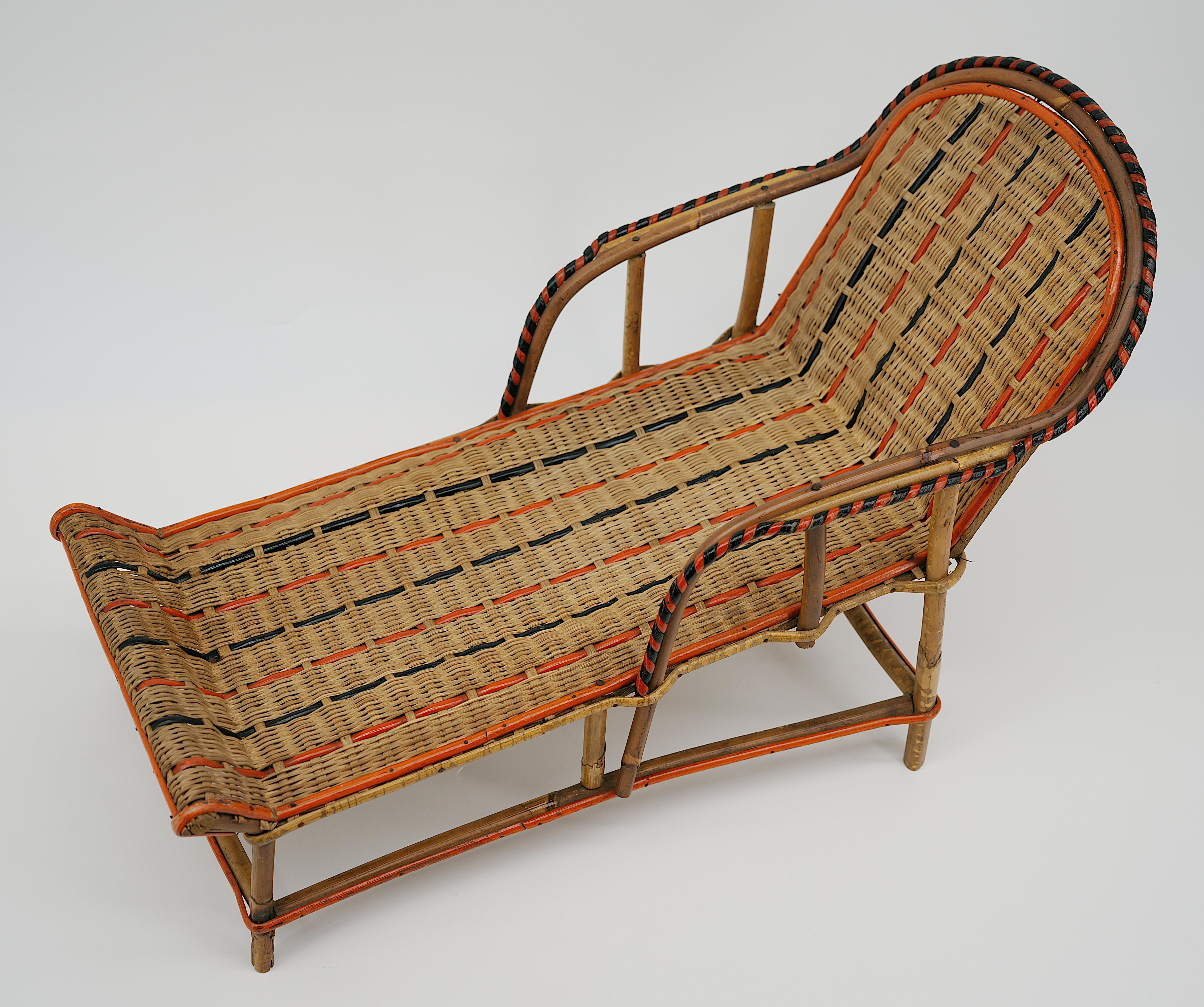 Fabric French Bamboo & Rattan Doll's Bedroom, Playhouse, ca.1900 For Sale