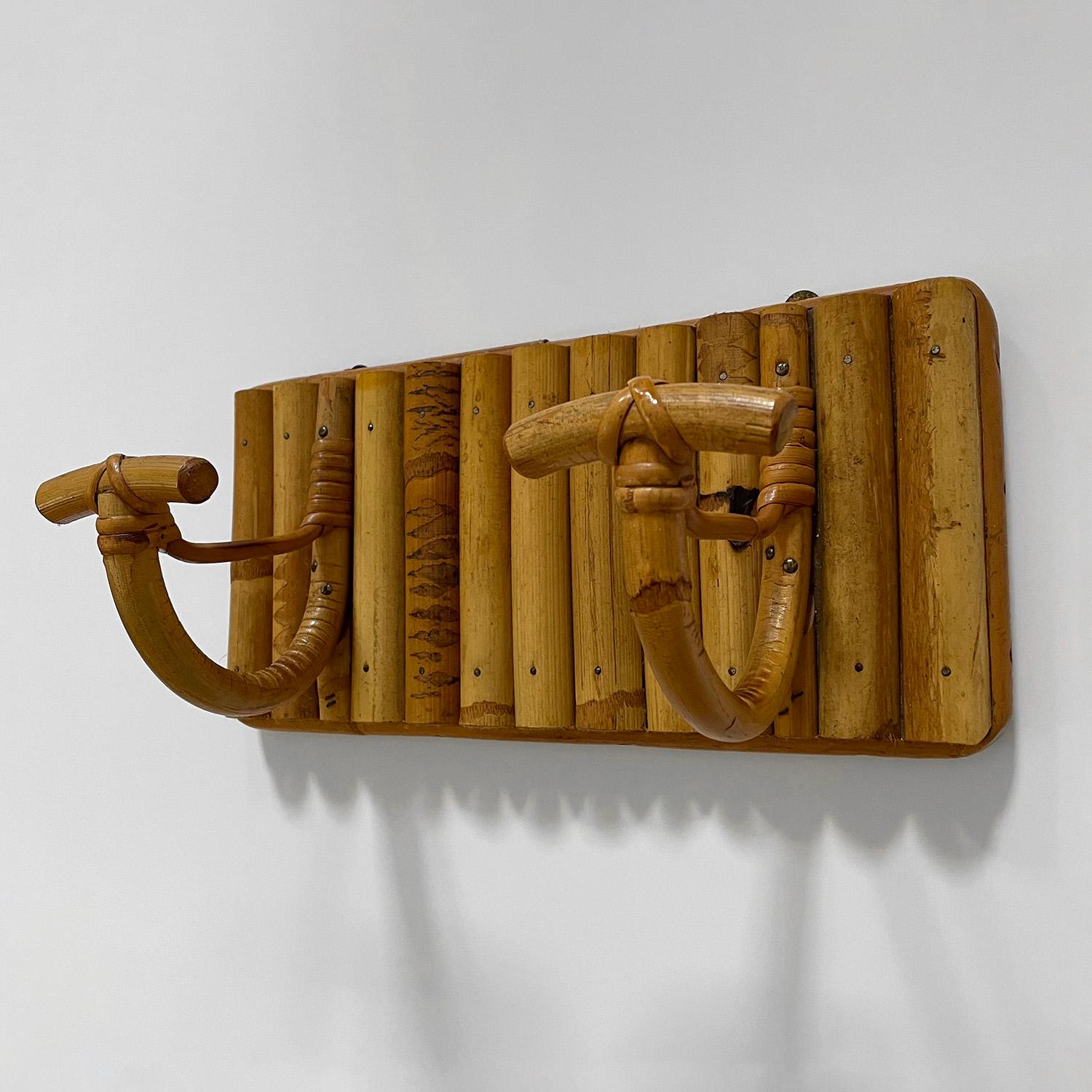 French Bamboo & Rattan Double Wall Hook For Sale 2