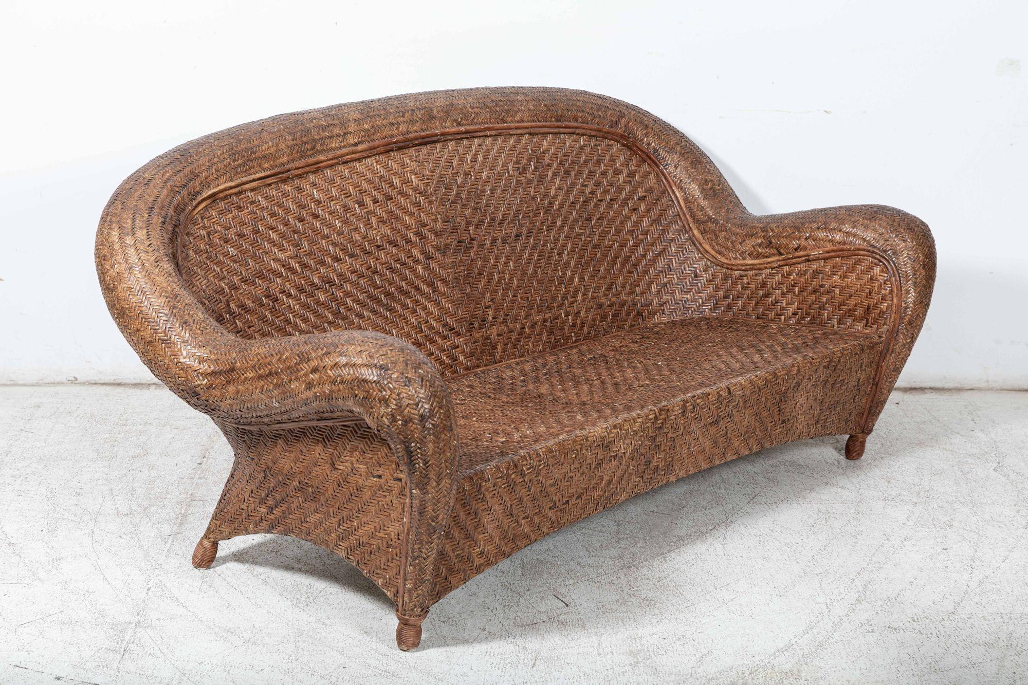 Sofa-Suite aus Bambus und Rattan (Mitte des 20. Jahrhunderts) im Angebot