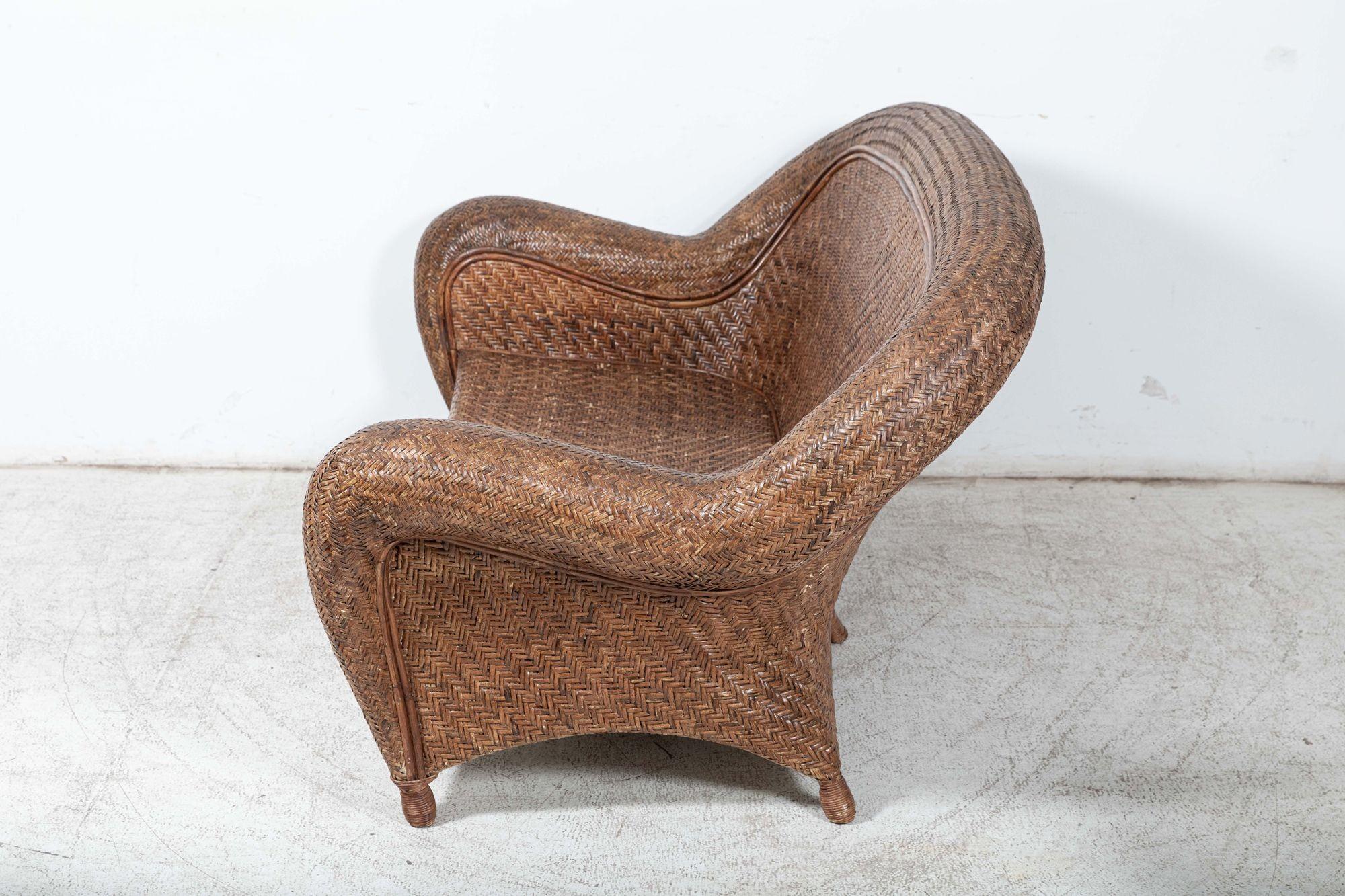 Mid-20th Century French Bamboo Rattan Sofa Suite