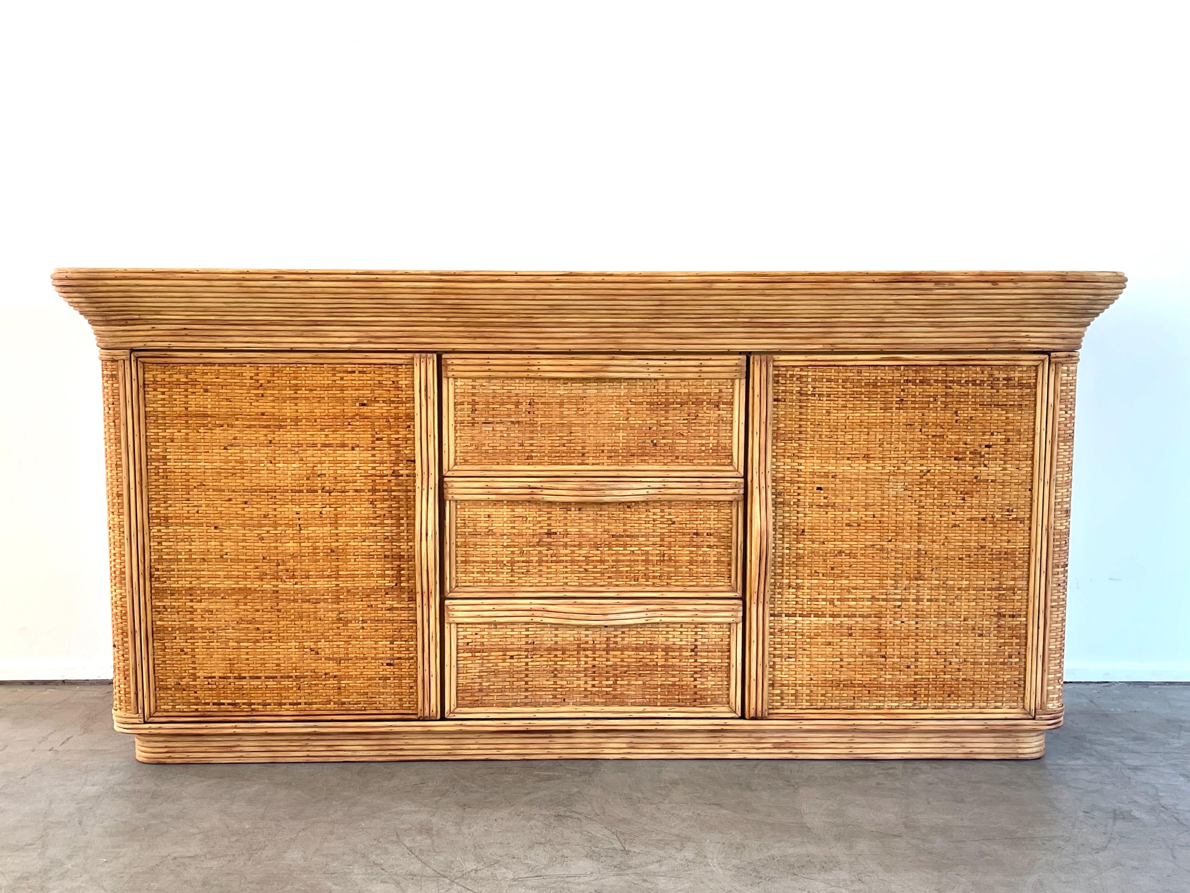 Mid-20th Century French Bamboo Sideboard