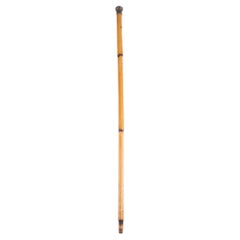 French Bamboo Walking Cane with Silver Pommel, Early 1900s