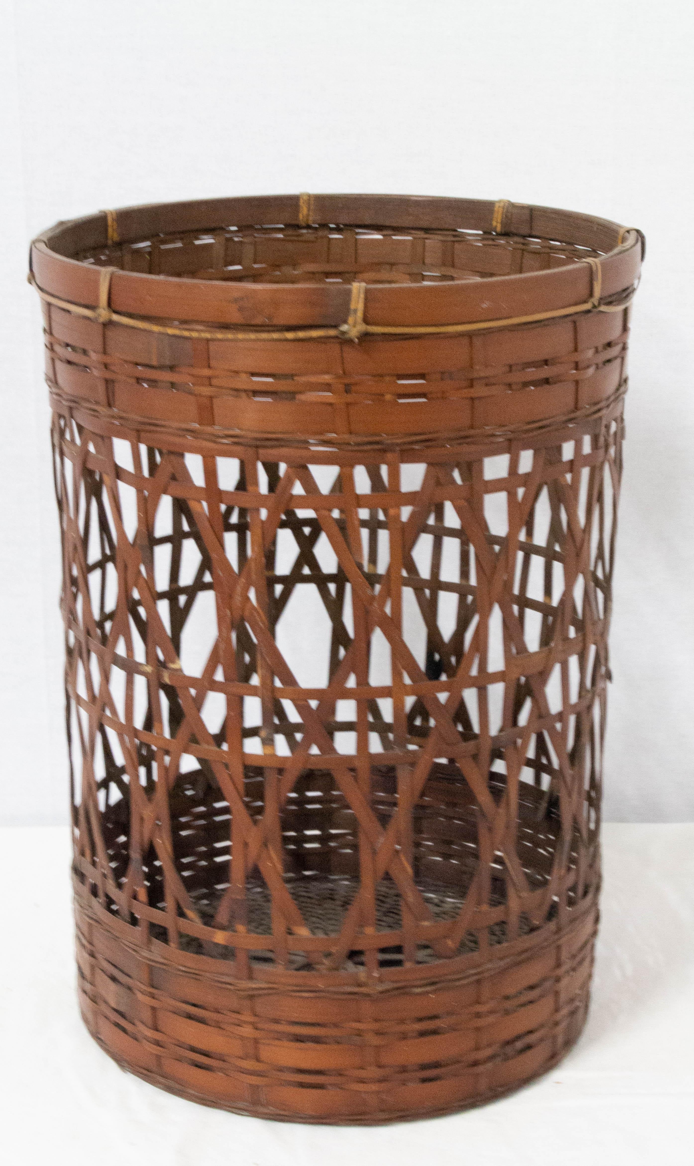 French Bamboo Wastepaper Basket Art Deco, circa 1930 In Good Condition In Labrit, Landes