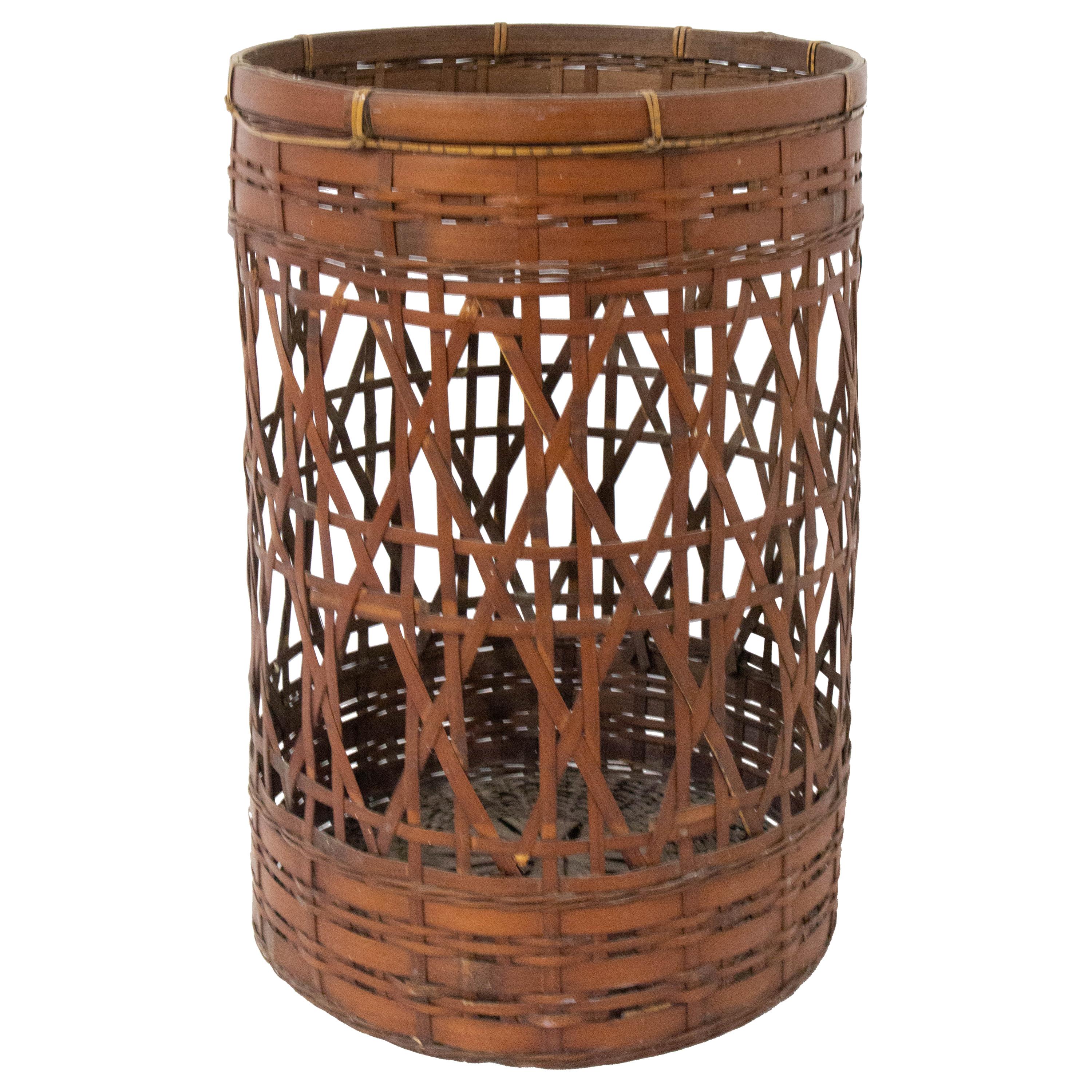 French Bamboo Wastepaper Basket Art Deco, circa 1930