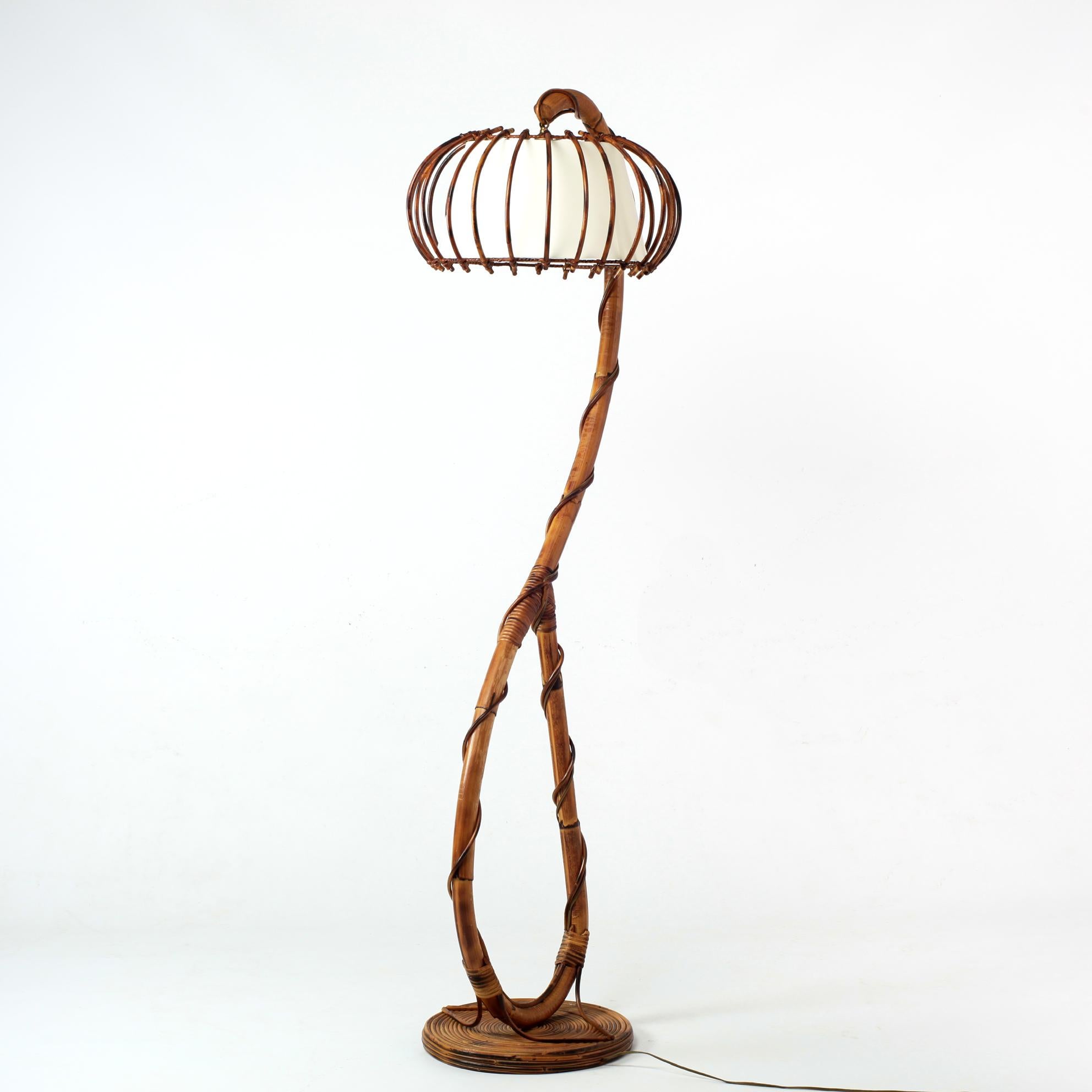 French Bambou and Rattan Floor Lamp Mid-Century, 1960's 2
