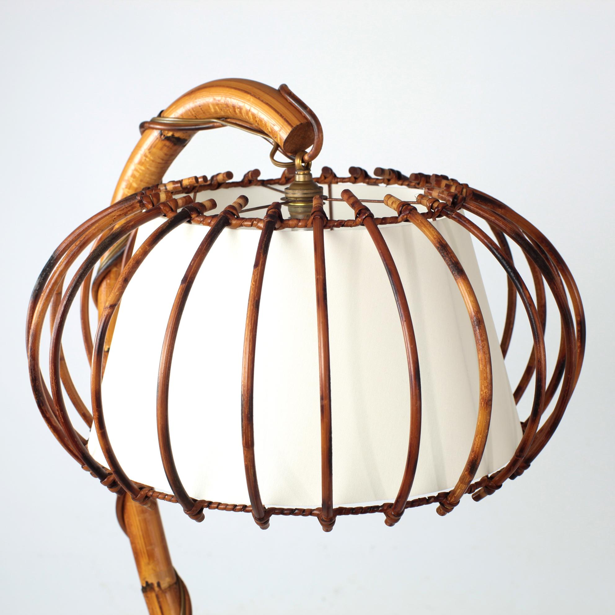 French Bambou and Rattan Floor Lamp Mid-Century, 1960's 3