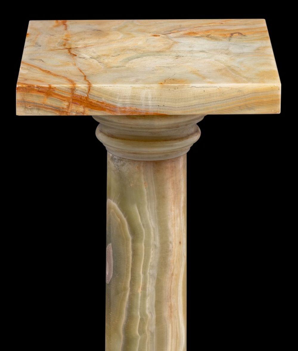 Neoclassical French Banded Green Onyx Pedestal For Sale