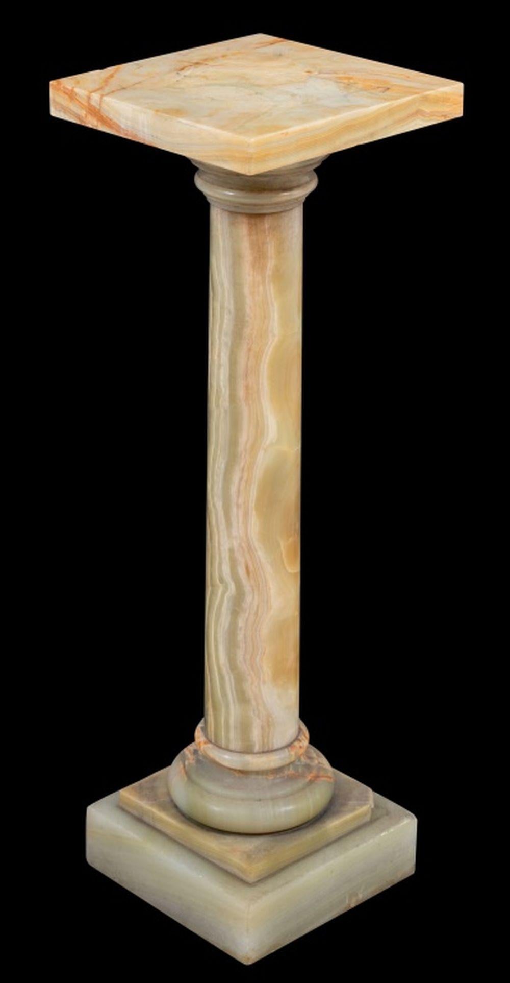 19th Century French Banded Green Onyx Pedestal For Sale