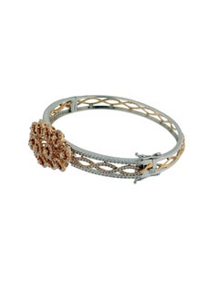 Bracciale French Bangle in oro bianco e rosa con diamanti Nature