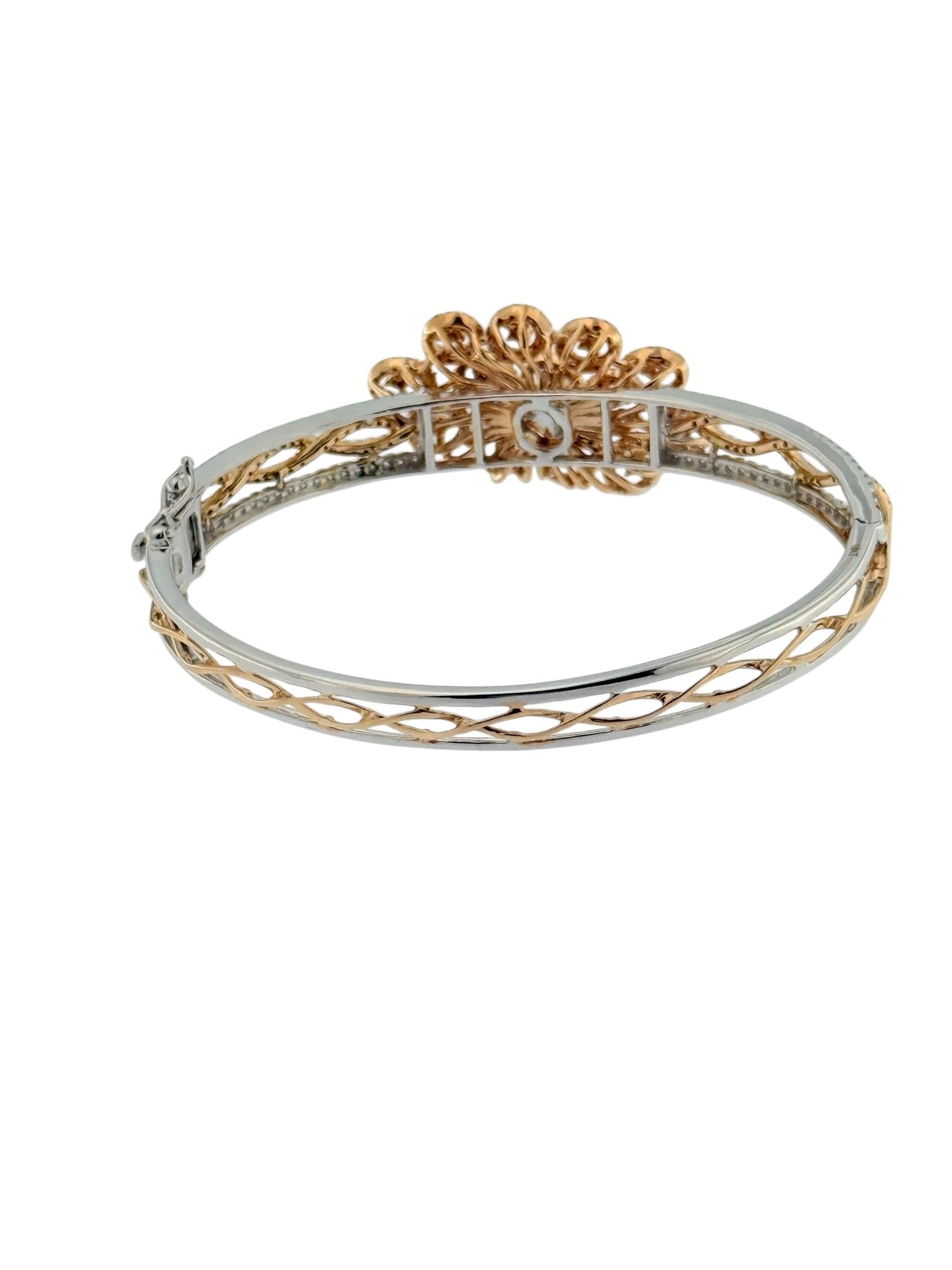 Französischer Armreif Weiß- und Roségold mit natürlichen Diamanten im Zustand „Hervorragend“ im Angebot in Esch sur Alzette, Esch-sur-Alzette