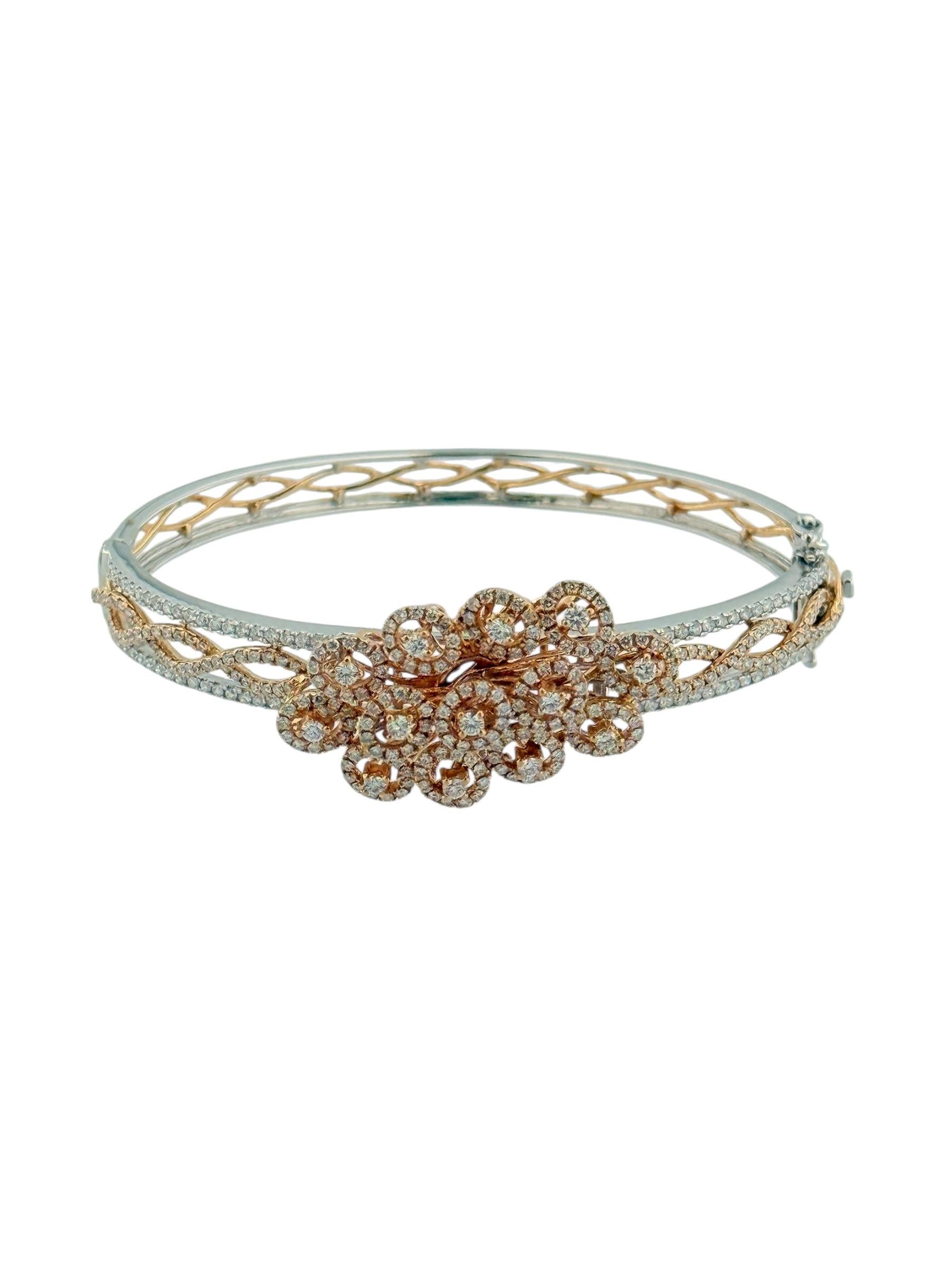 Französischer Armreif Weiß- und Roségold mit natürlichen Diamanten im Angebot 1