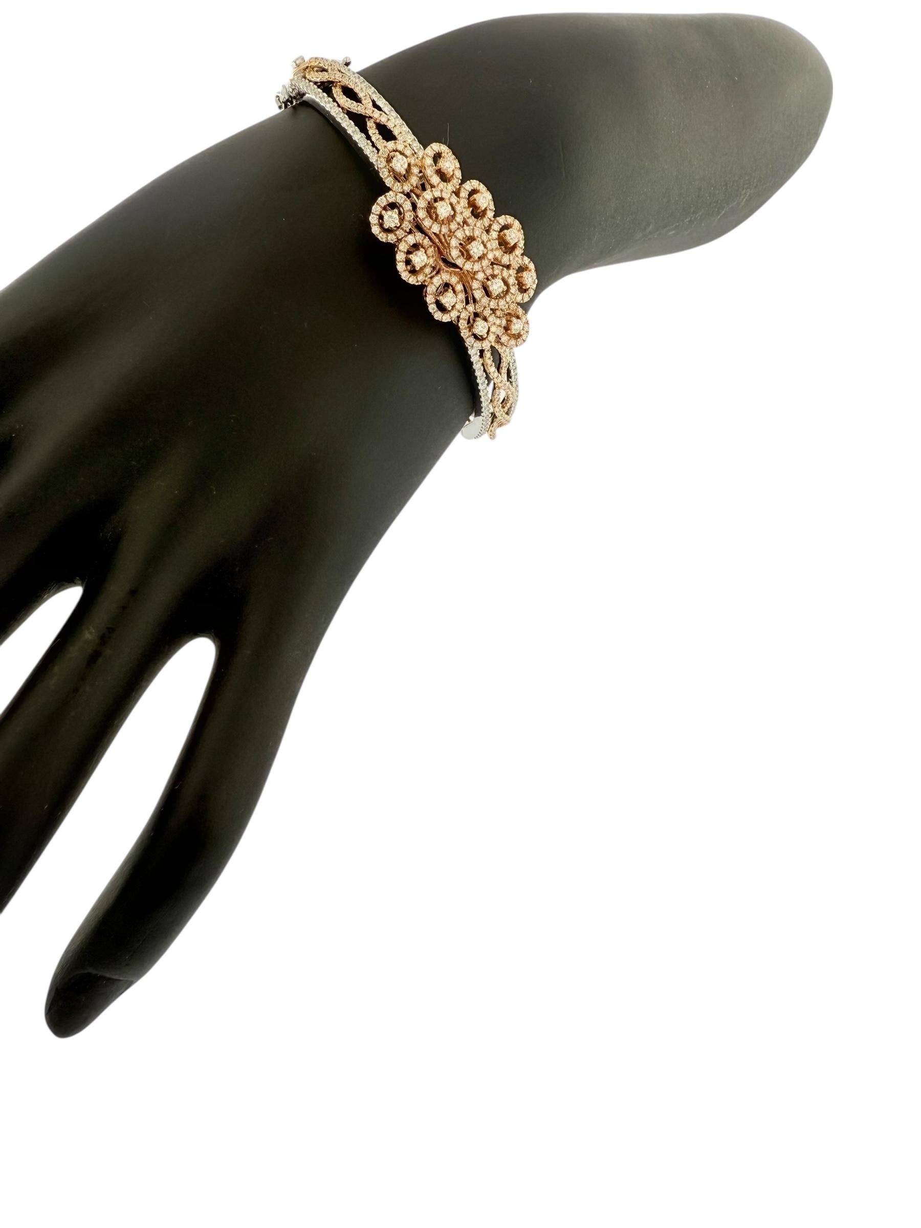 Französischer Armreif Weiß- und Roségold mit natürlichen Diamanten im Angebot 2
