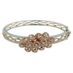 Bracelet français en or blanc et rose avec diamants naturels