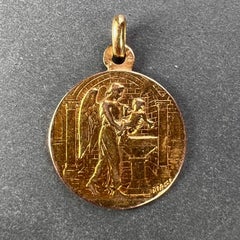 French Baptism 18K Yellow Gold Charm Pendant