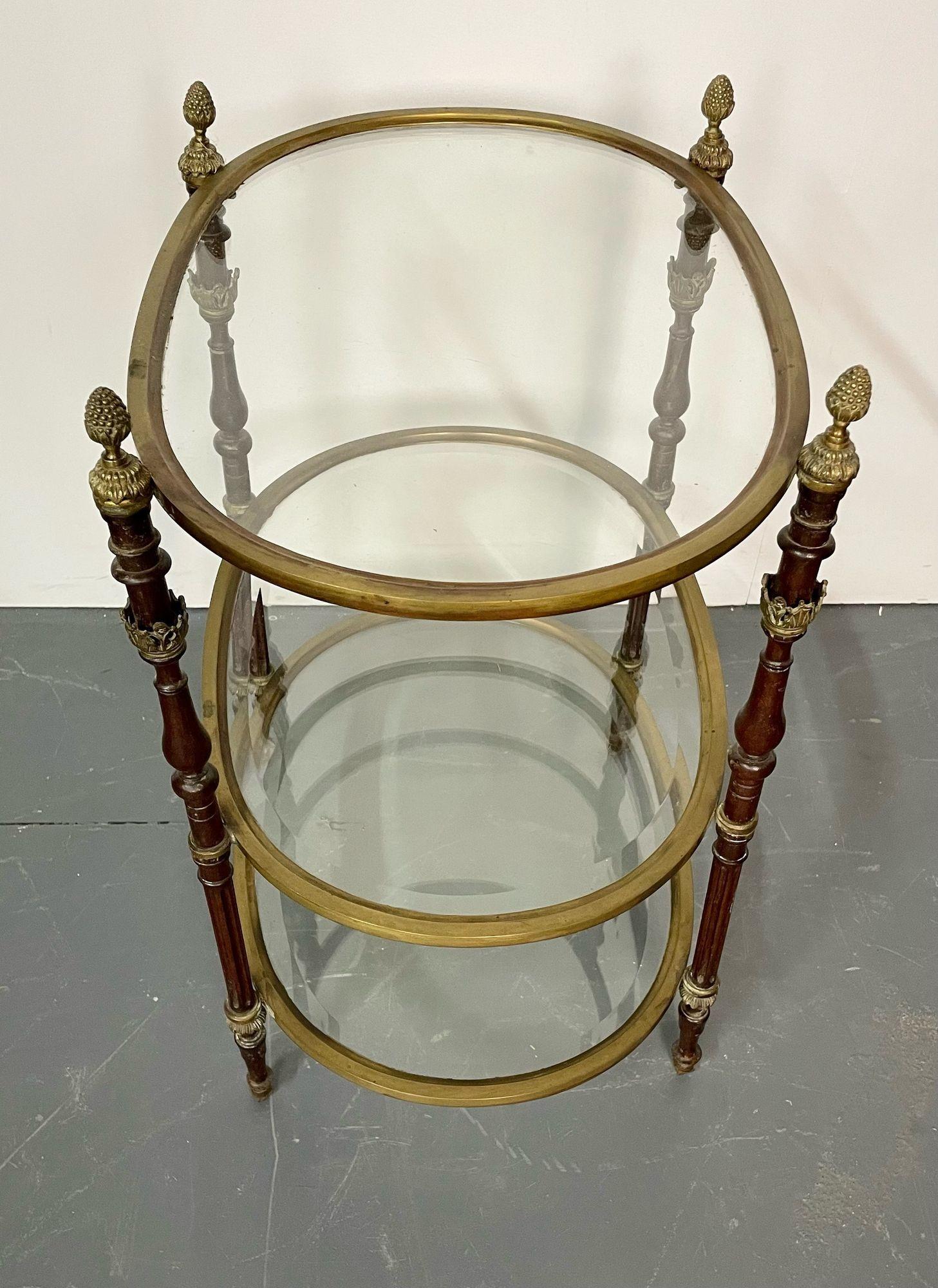 French Baques Style Three-Tier Glass and Bronze Etagere For Sale 5