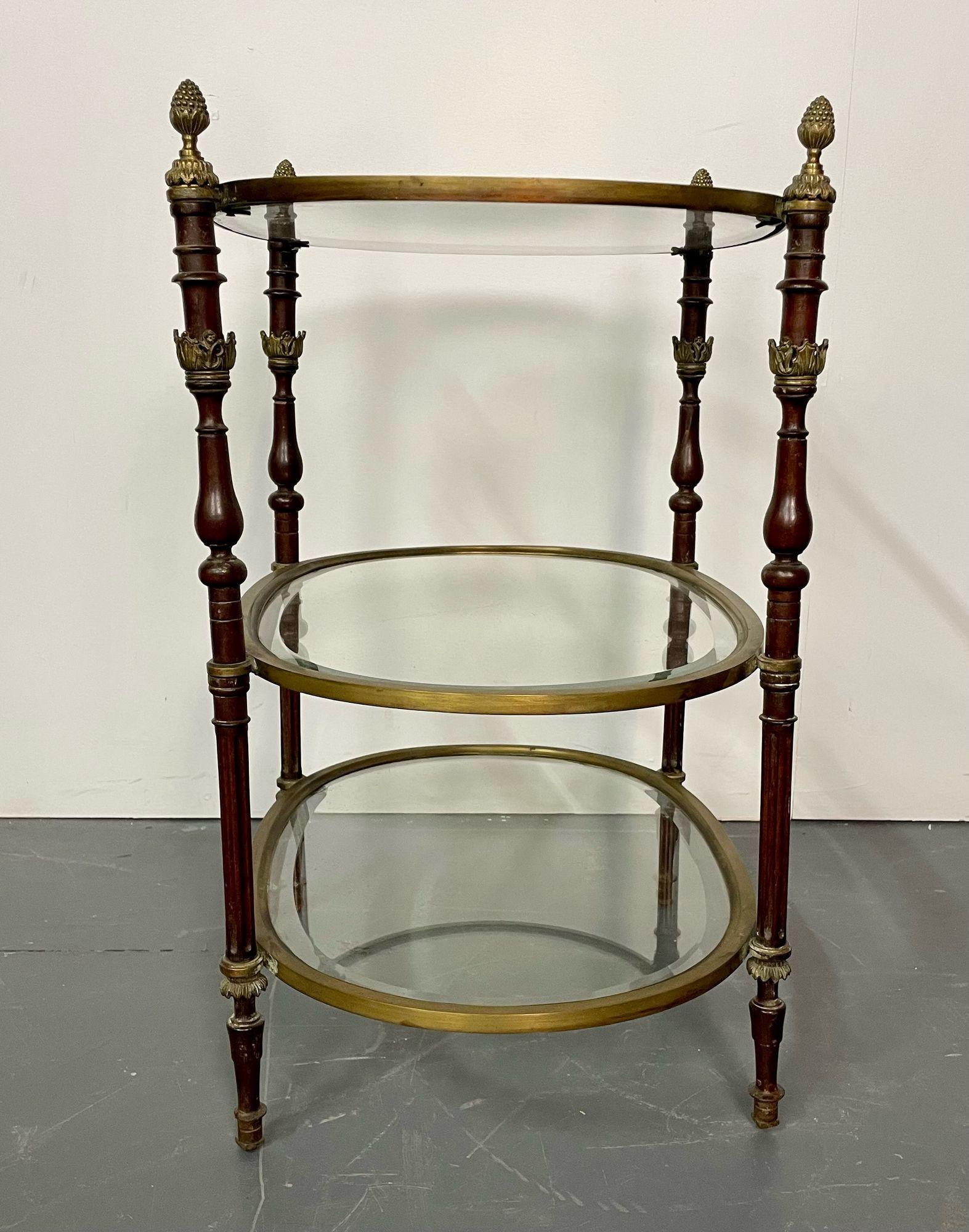 French Baques Style Three-Tier Glass and Bronze Etagere For Sale 6