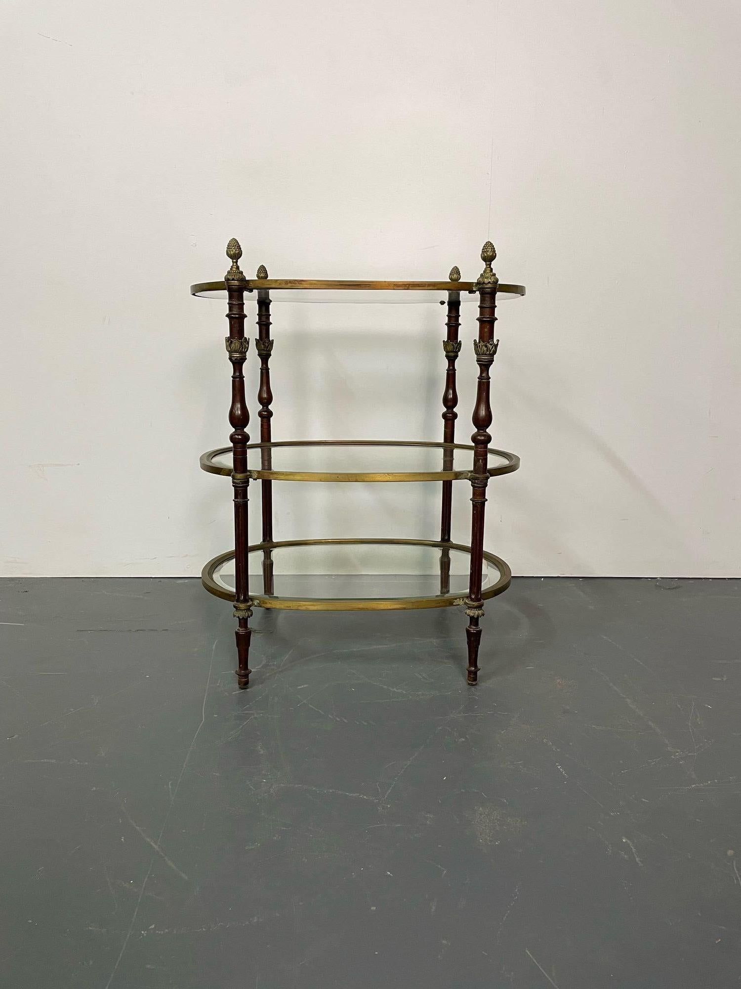 French Baques Style Three-Tier Glass and Bronze Etagere In Good Condition For Sale In Stamford, CT