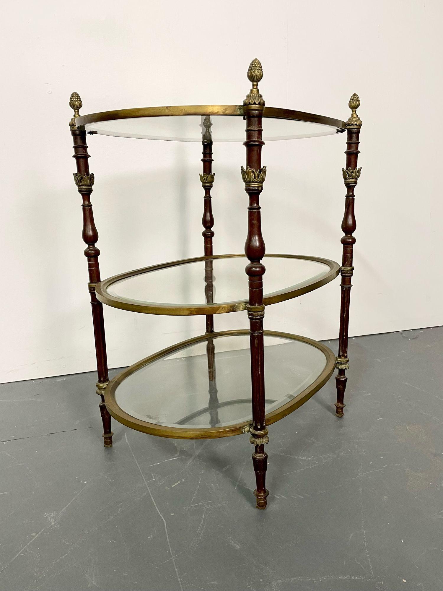French Baques Style Three-Tier Glass and Bronze Etagere For Sale 1