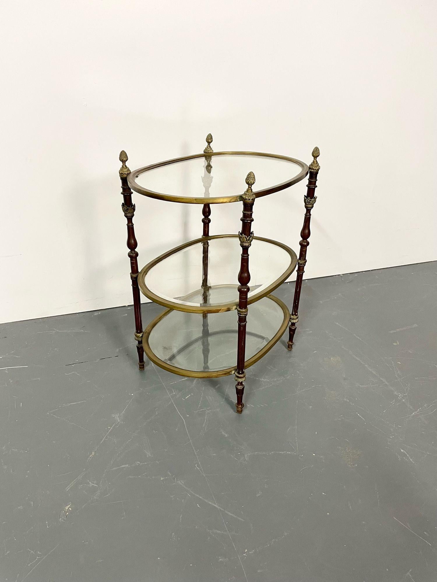 French Baques Style Three-Tier Glass and Bronze Etagere For Sale 2