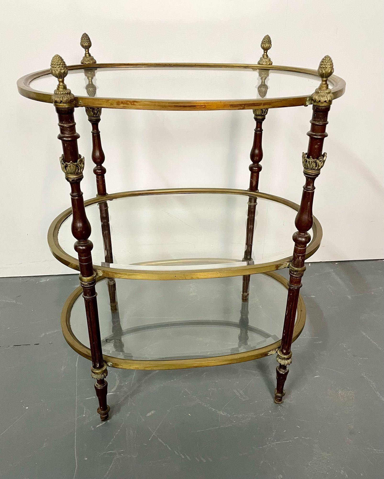 French Baques Style Three-Tier Glass and Bronze Etagere For Sale 3