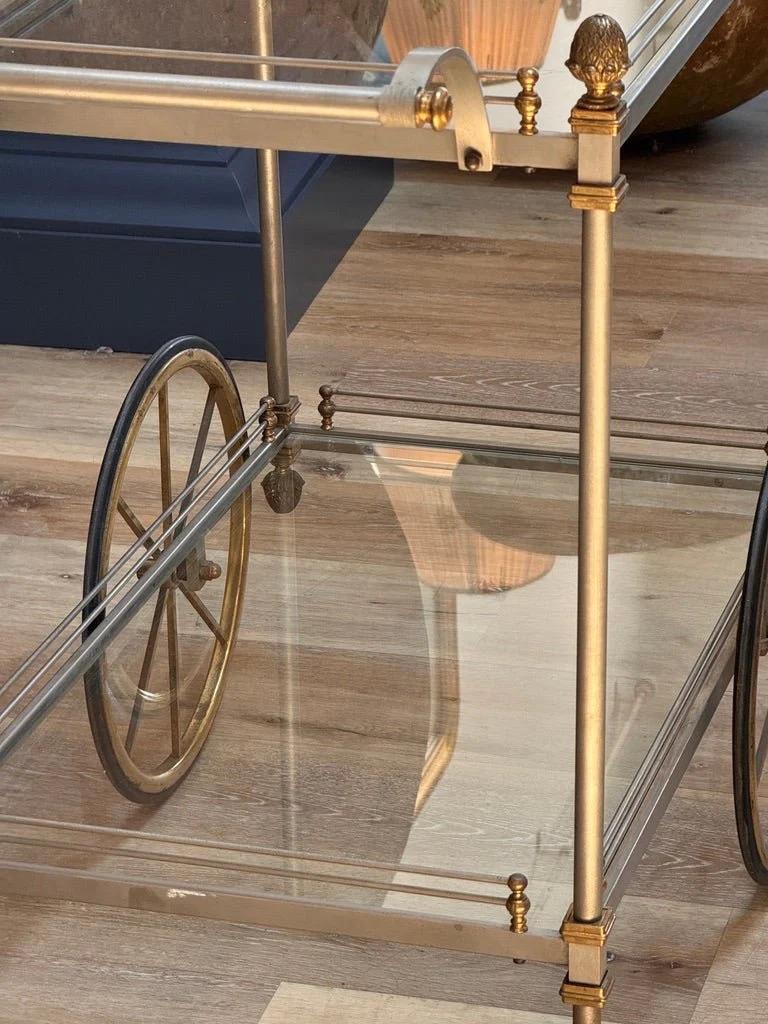 Ottone Carrello da bar francese della metà del 20° secolo in vendita