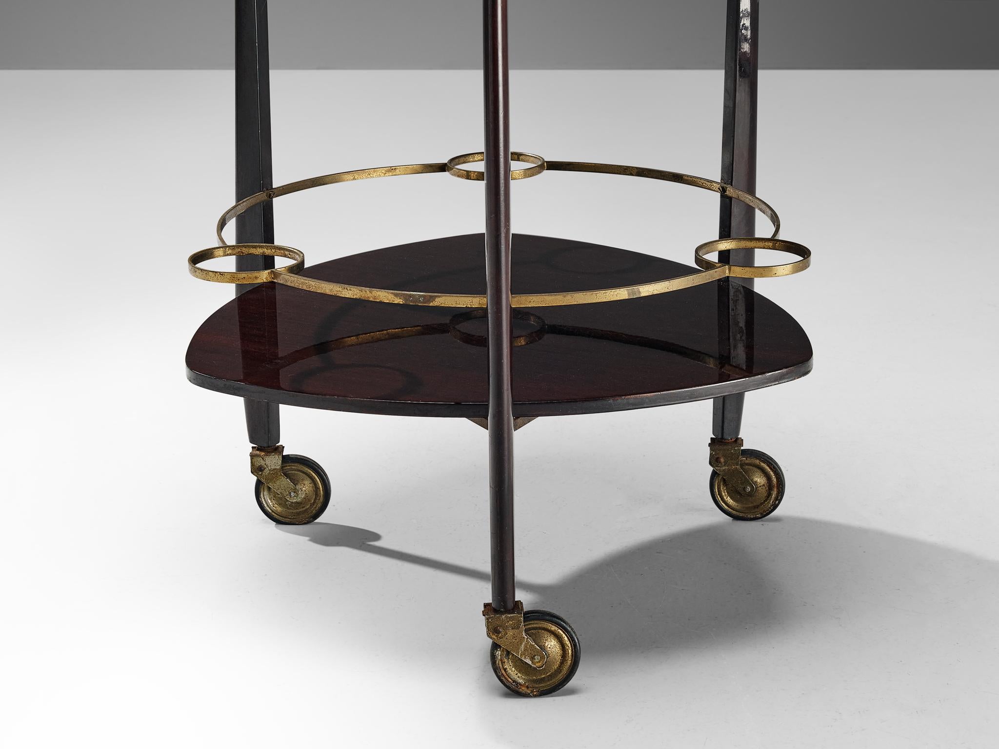 French Bar Cart in Mahogany with Decorative Brass Elements For Sale 3