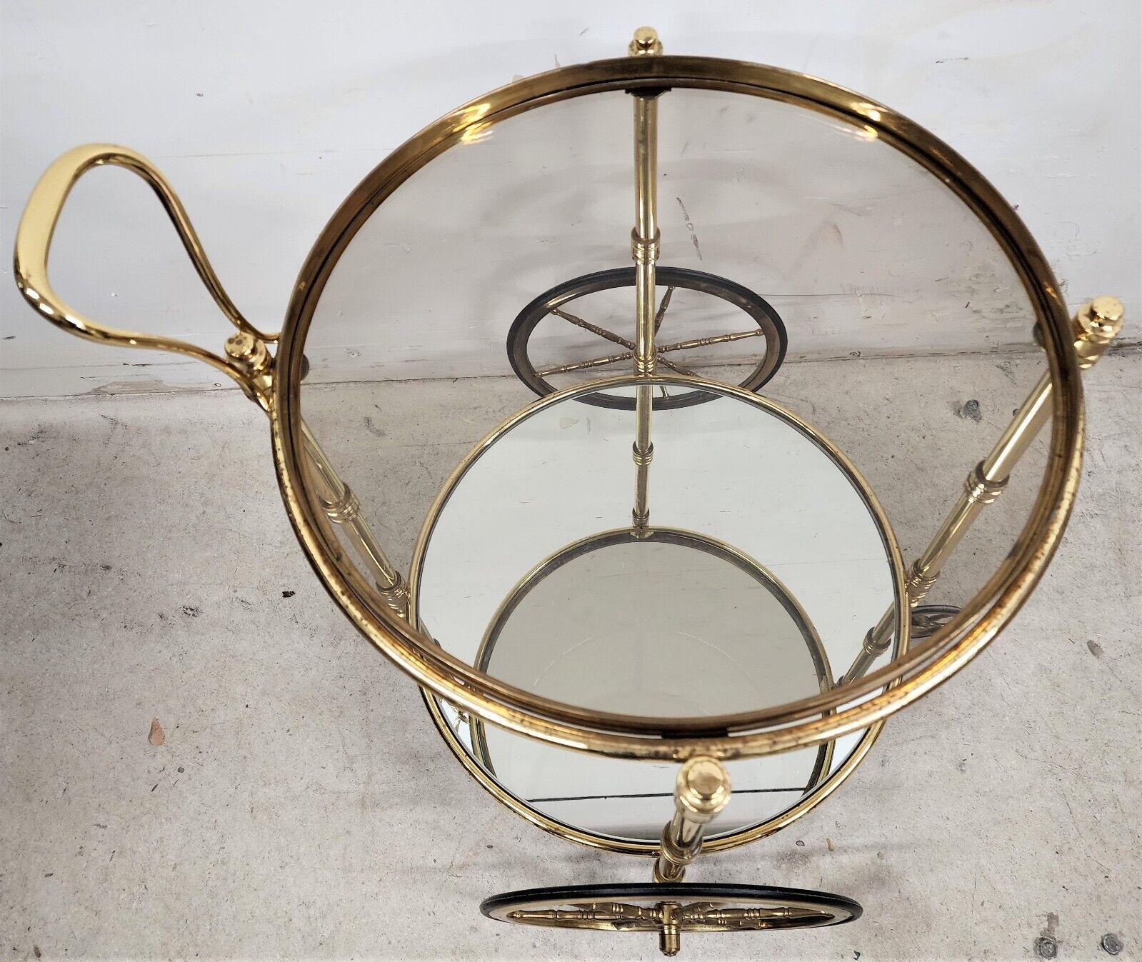 French Bar Cart Serving Trolley Brass Vintage For Sale 6