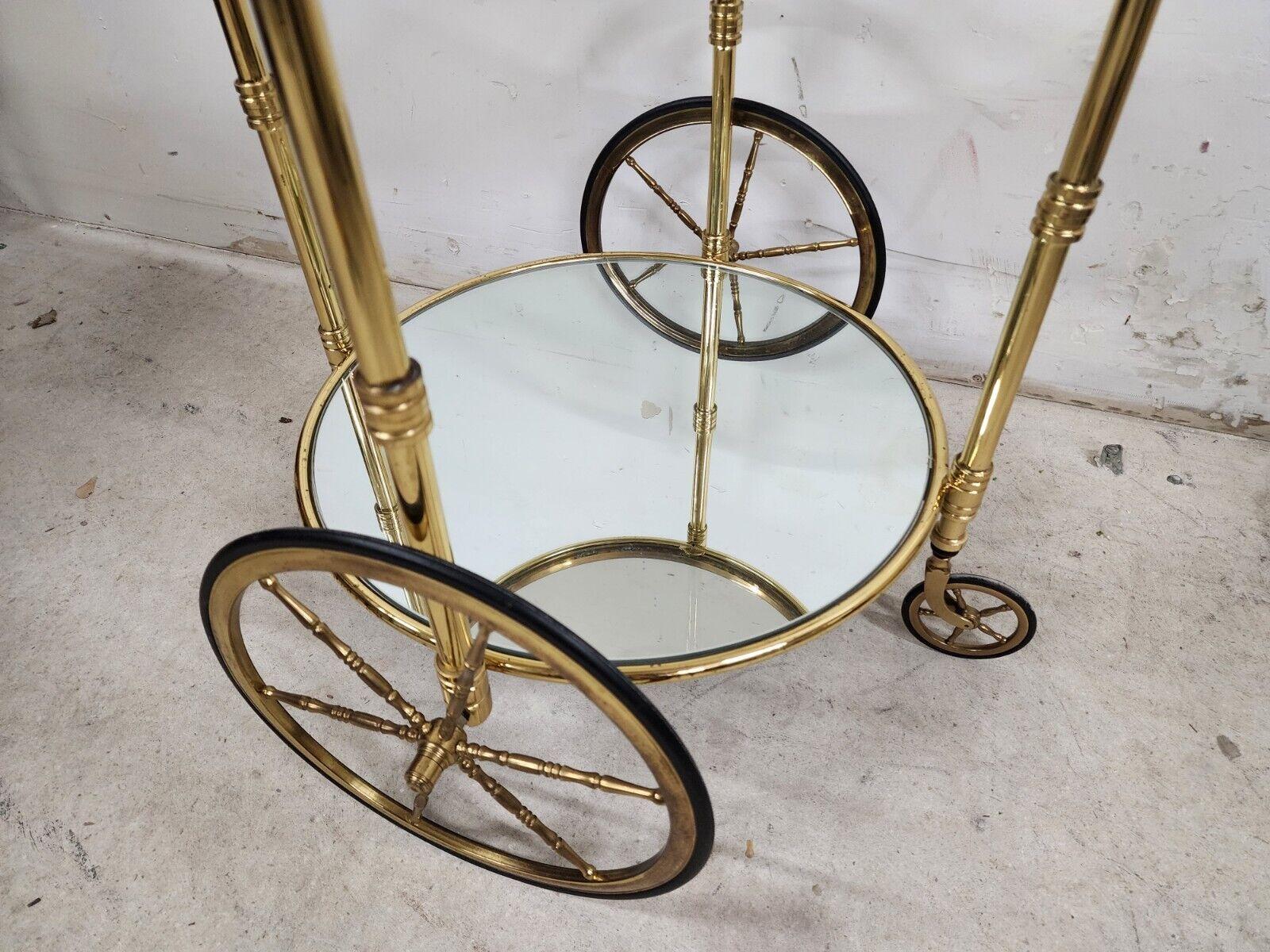French Bar Cart Serving Trolley Brass Vintage For Sale 7