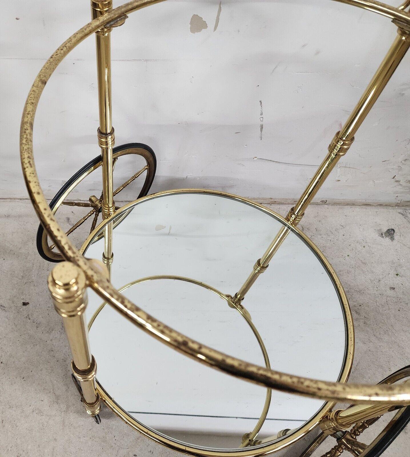 French Bar Cart Serving Trolley Brass Vintage For Sale 8