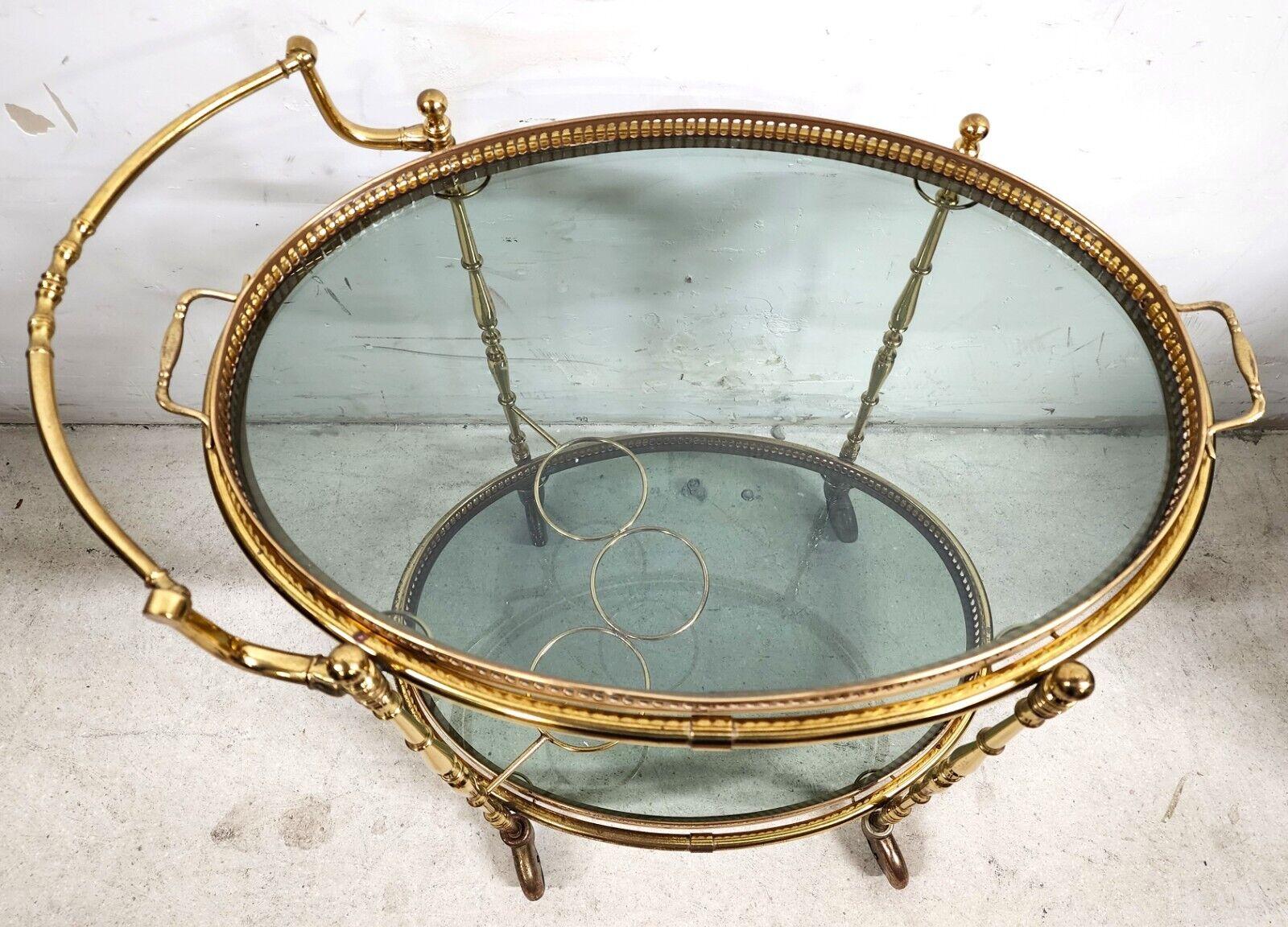 French Bar Cart Serving Trolley Brass Vintage For Sale 11