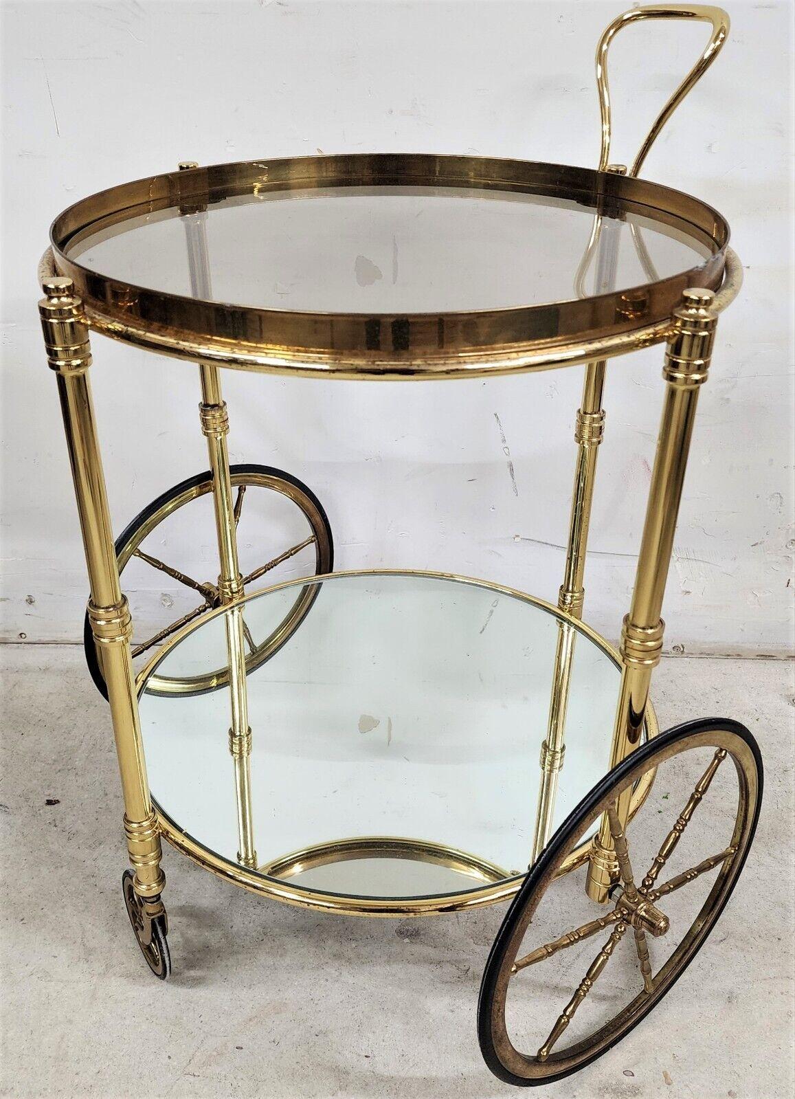 French Bar Cart Serving Trolley Brass Vintage For Sale 2