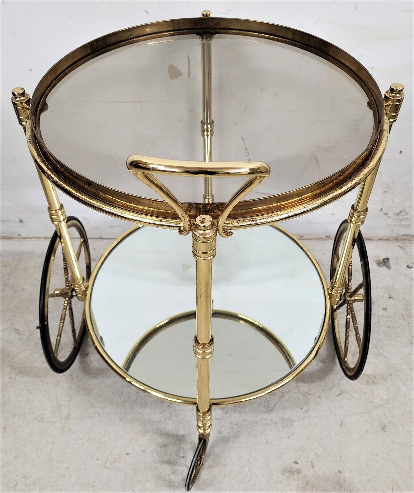 French Bar Cart Serving Trolley Brass Vintage For Sale 3